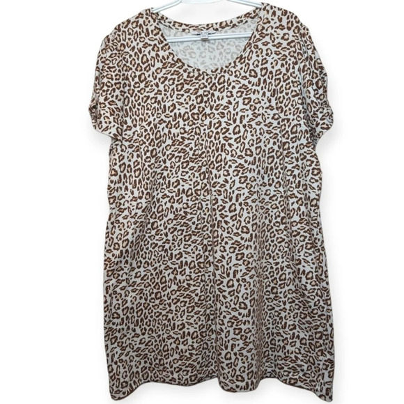Nine West Animal Print Leopard Shift  T Shirt Dress XXL Plus Size - Picture 1 of 10